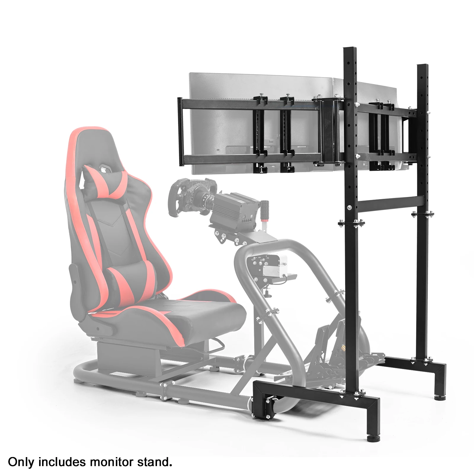 Minneer Sim-Racing Dreifach-Monitorständer Verstellbar für 27-32 Zoll Bildschirme, Einstellbare Höhe & Breite Kompatibel mit Rundrohr-Rennsimulator-Cockpit