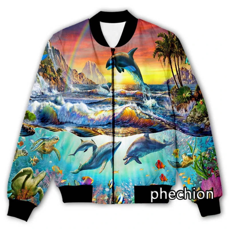 

phechion New Men/Women Animal Dolphin 3D Printed Casual Jacket Fashion Streetwear Men Loose Sporting Jacket & Coat Q141