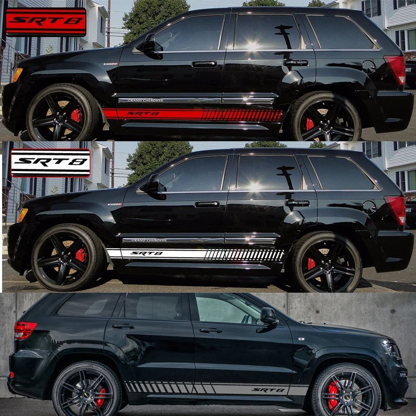 Racing SRT8 Styling Waistline Stripe Stickers Graphics Vinyl Decal Sticker for Jeep Grand Cherokee 2014 2015 2016 2017 2018