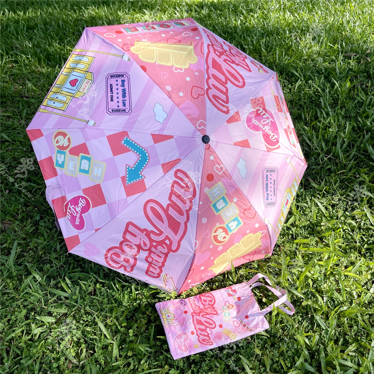 

Boy with luv V JK JIN JIMIN RM SUGA J-HOPE Folding Umbrella,Ring Buckle Design 8 Rib Umbrella,Anti-UV Sunscreen Umbrella Sunny