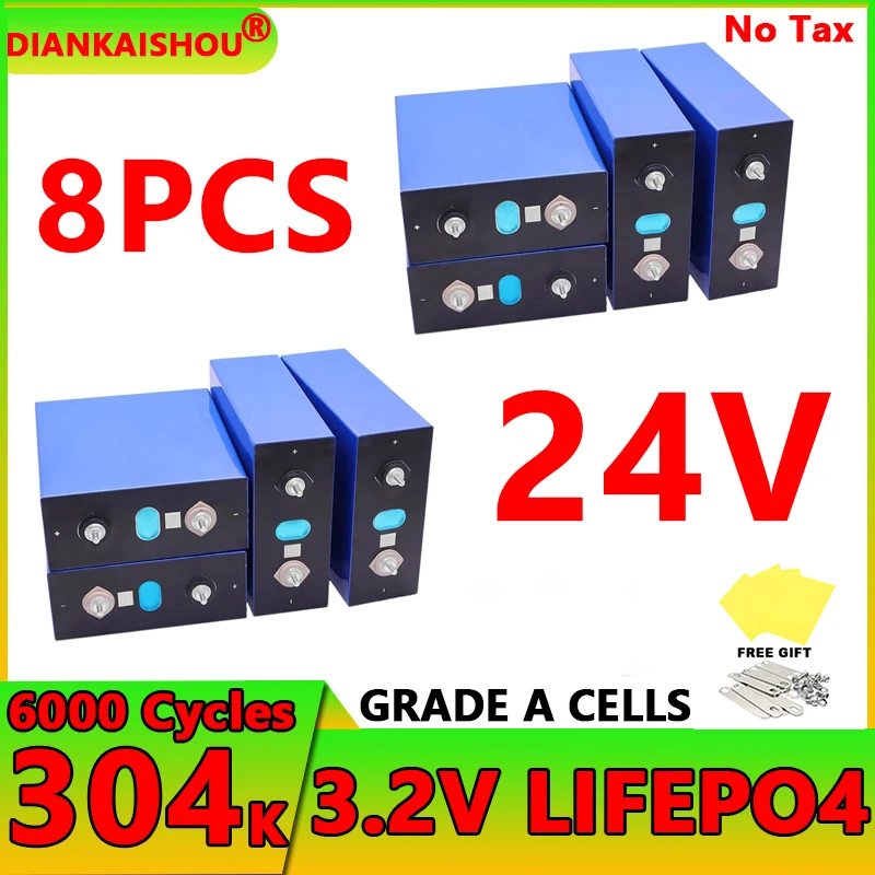 

8pcs new LiFePo4 battery 3.2V 304AH DIY 12V 24V 48V camping car lithium iron phosphate golf cart rechargeable battery