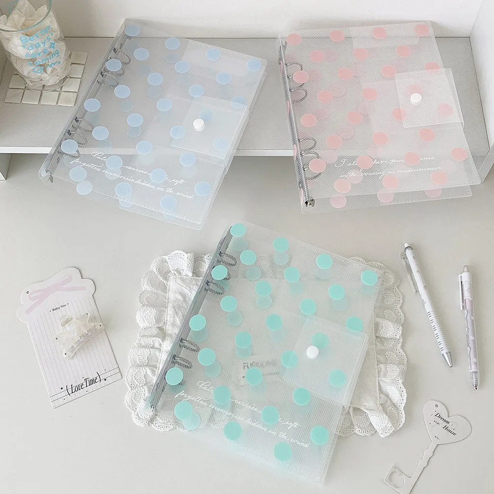 Kpop Korean Style Fashion Transparent Polka Dot A5 Loose Leaf 4-Grid Card Album Cute Girl Idol Photo Storage Card Holder Album