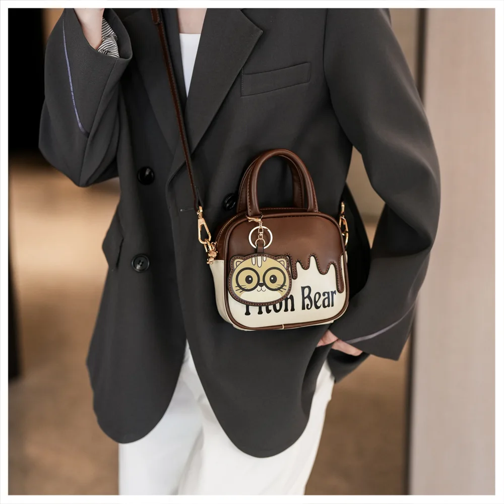 

Cute Cat Print Crossbody Bag for Women Stylish Phone Purse with Detachable Strap, Trendy Shoulder Bag for Commuting & Streetwear