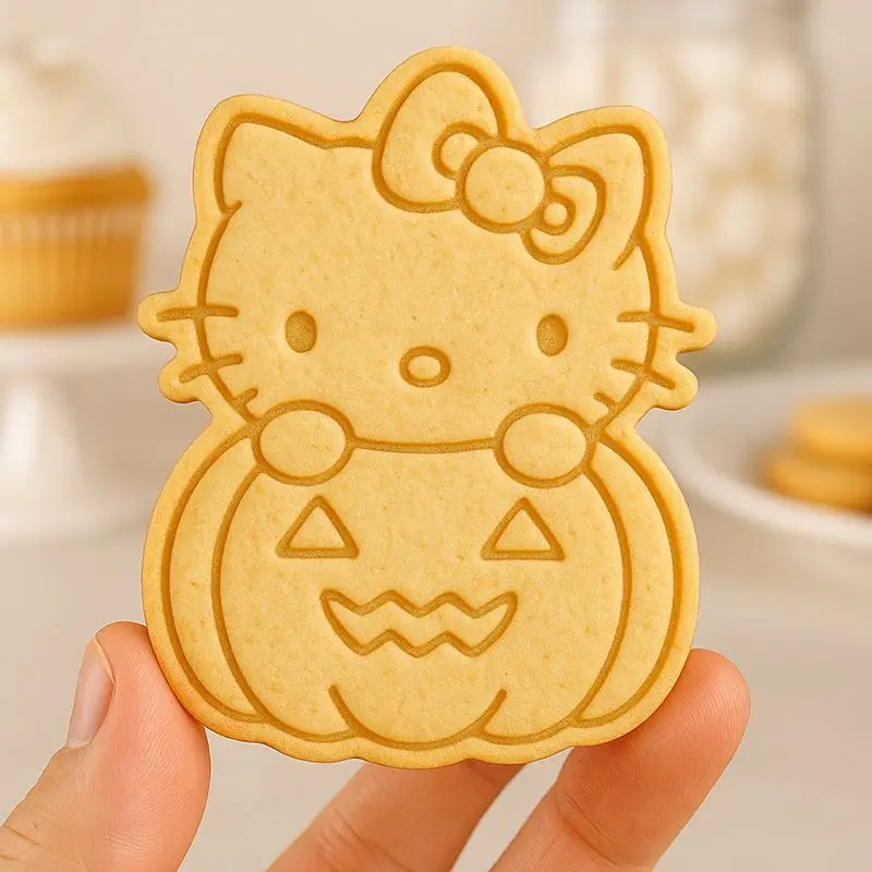 Molde para galletas Kawaii de Halloween Sanrio Kulomi Hello Kitty My Melody, bonitos galletas de dibujos animados, herramienta para hornear prensado 3D, regalos para niñas
