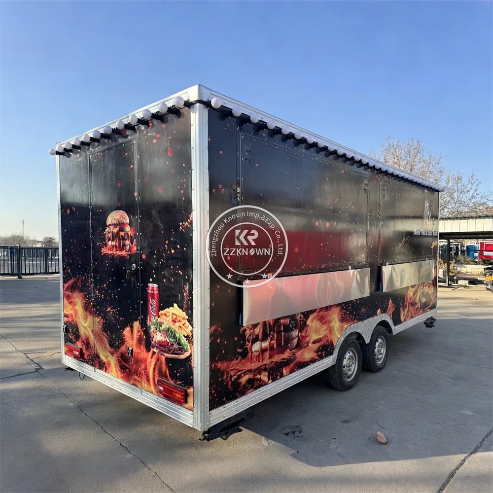 Mobile Food Cart Fully Equipped Concession BBQ Smoker Grill Vending Food Truck Trailer With Custom Kitchen Layout
