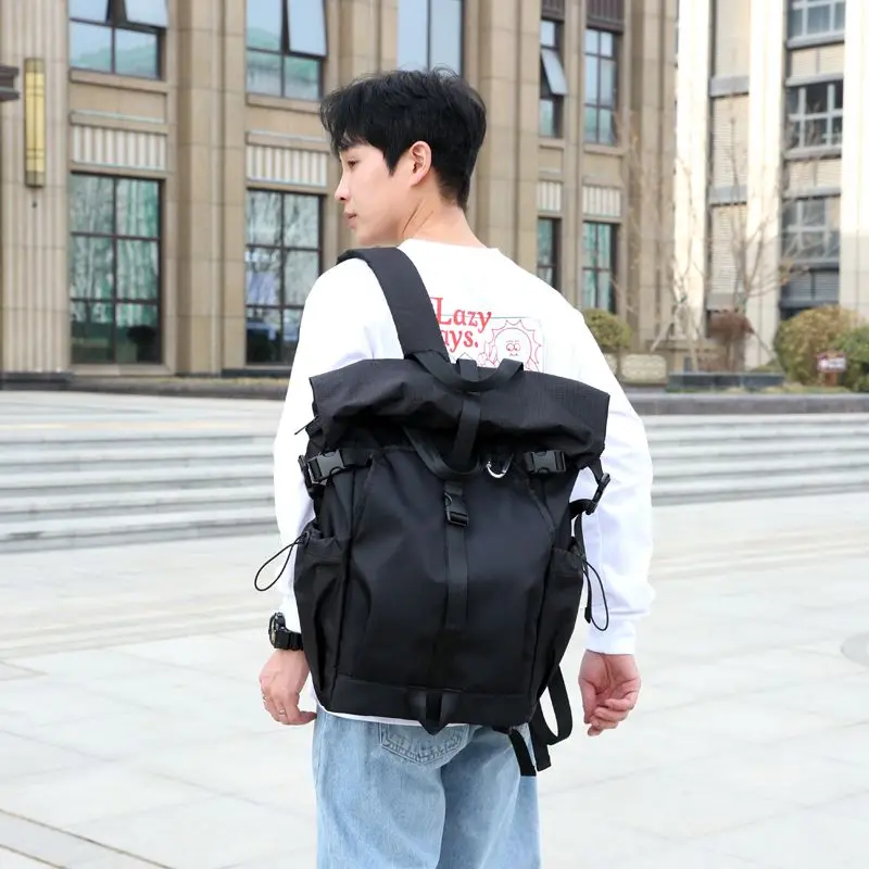 Sports Outdoor Mountaineering Ride Backpack Folding Roll-up Shoulder Bag Men's Functional Travel Male College Student Schoolbag