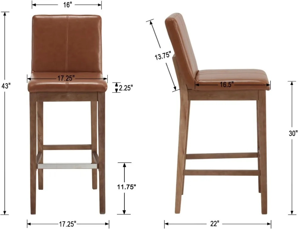 PU Bar Stools Set of 2, 30