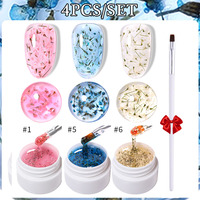 LILYCUTE Colorful Natural Dried Flower Gel Nail Polish Set 7ML Nail Art Semi Permanent Soak Off UV LED Nails Art Gel Varnish Kit