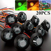 20PCS 3/4 Inch Smoked Round LED Side Marker Lights Clearance Front Rear Signal Lamp Indicators Waterproof for Truck Trailer boat