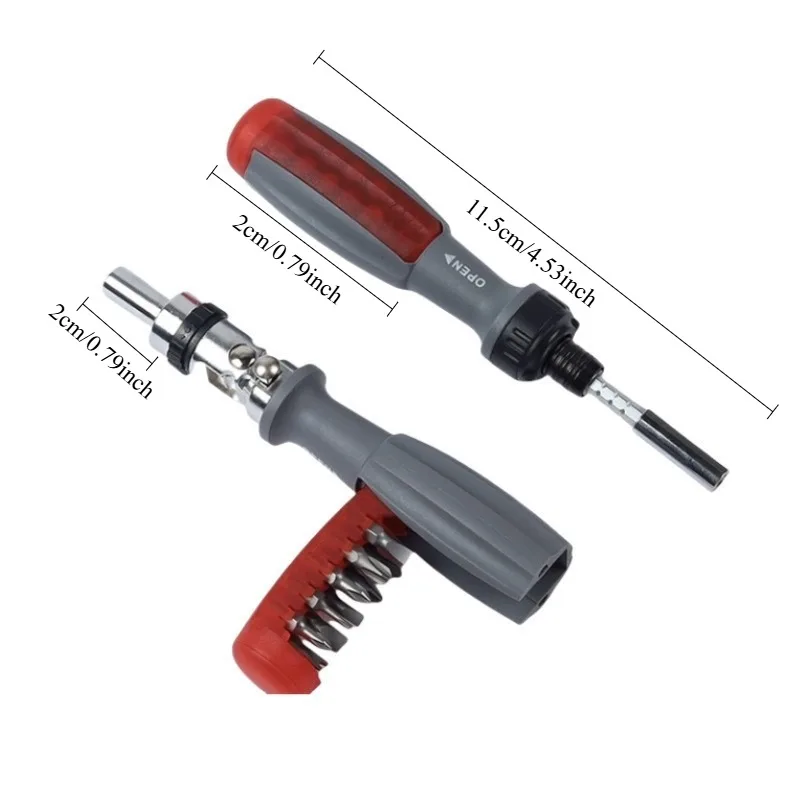 1Set Adjustable Ratchet Screwdriver Set 90-Degree Multi Bit Hand Tool for DIY Appliance Repair