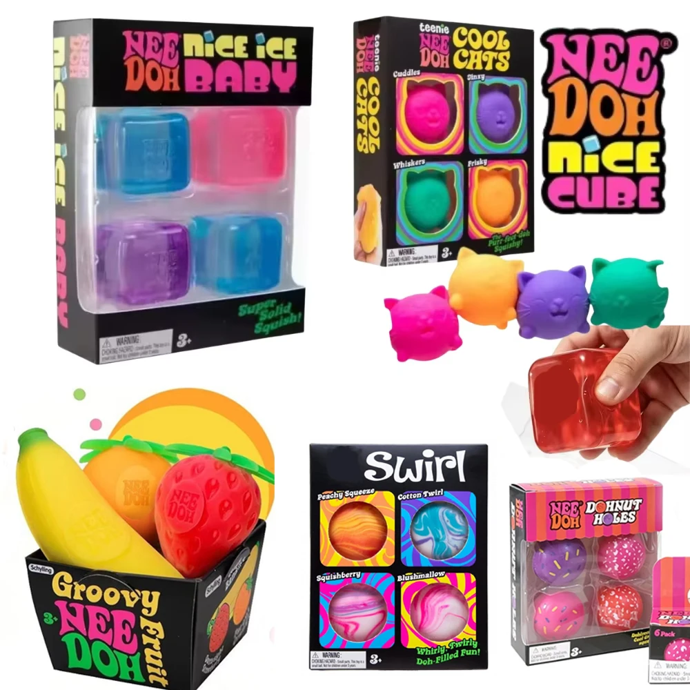 Trending Nee Doh Jellyfish & Cube Squish Toy, Soft Jelly Squeeze Stress Relief Fidget Toy, Sensory NeeDoh for Kids & Adults