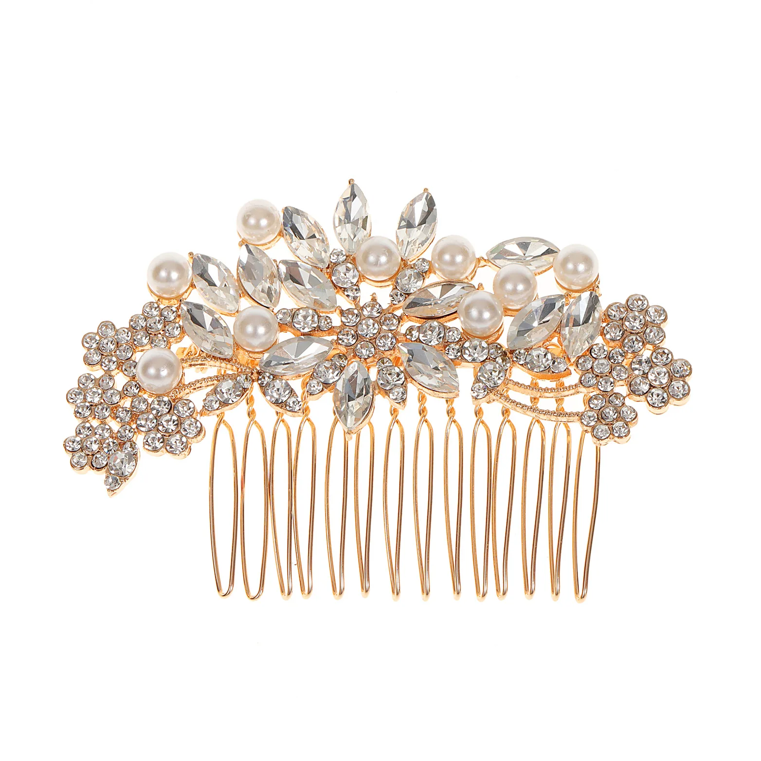 Rhinestone Floral Hair Accessories Simple Rose Hair Comb Insert Comb Alloy Bridal Hair Comb Wedding Dress Hairpin