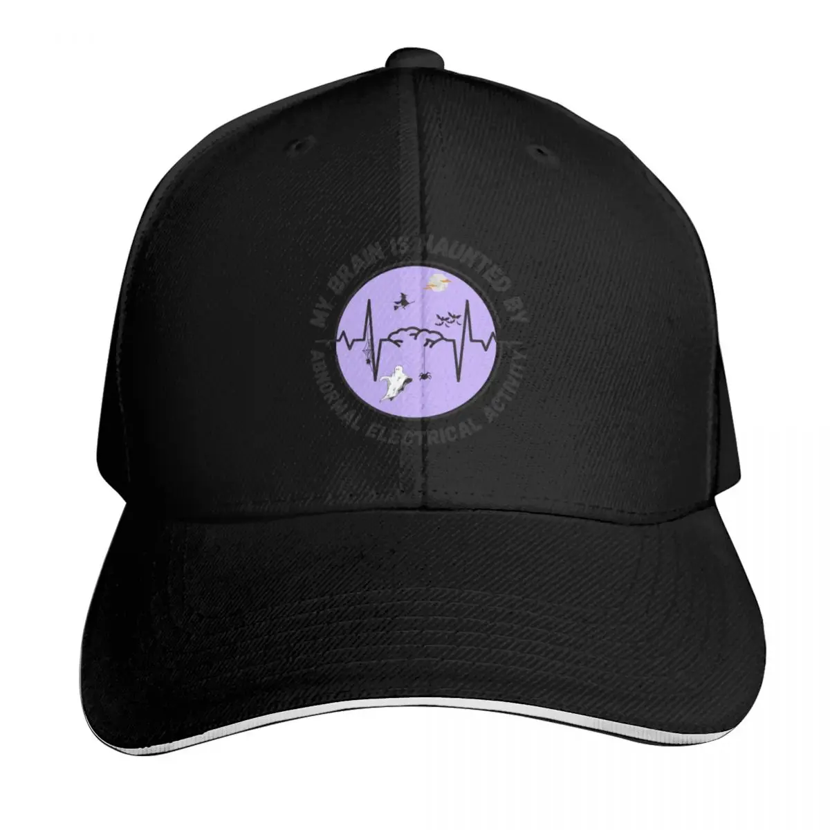 Halloween Epilepsy Seizure Awareness My Brain is Haunted Baseball Cap Men Women Casual Summer Sport Sun Cap
