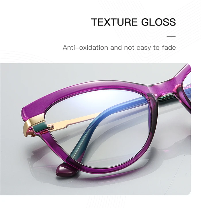 Lila Rahmen Cat Eye Minus Sight Kurzsichtige Brille für Frauen Federscharnier Student Kurzsichtigkeitsbrille 0 -0,5 -0,75 bis -6,0 – Detail 4
