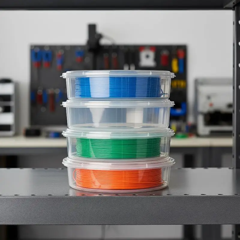 3D Filament Spool Storage Box 5Pcs Clear Round Moisture Proof Organizer for Professional Printing Workshops
