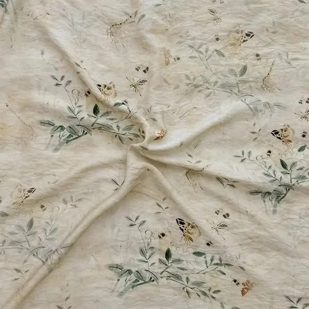 Tecido de algodão lmitation impresso com plantas para costurar roupas, vestidos, camisas e artesanato, estilo chinês 200*140cm