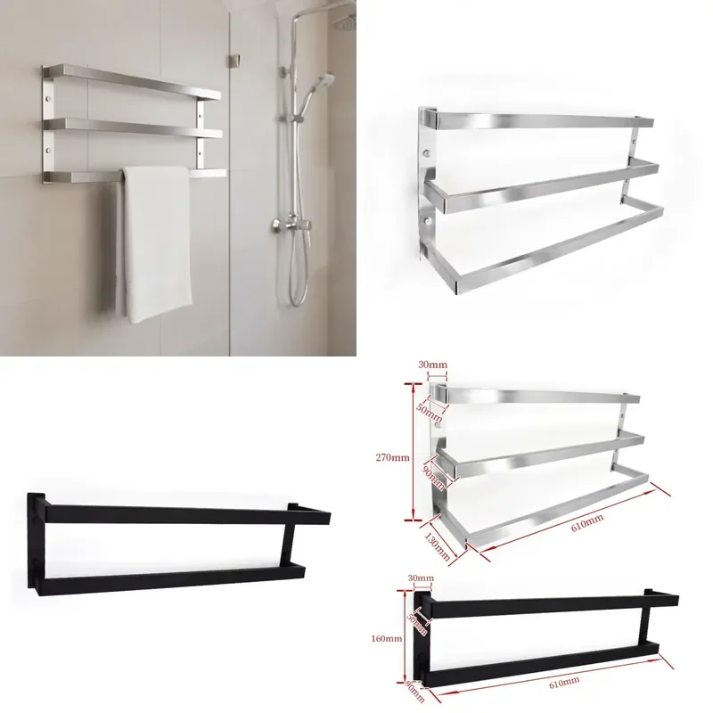 Modern Three Layer Stainless Steel Towel Rack Wall Mounted Triple Bar for Bathroom Hotel Accessories