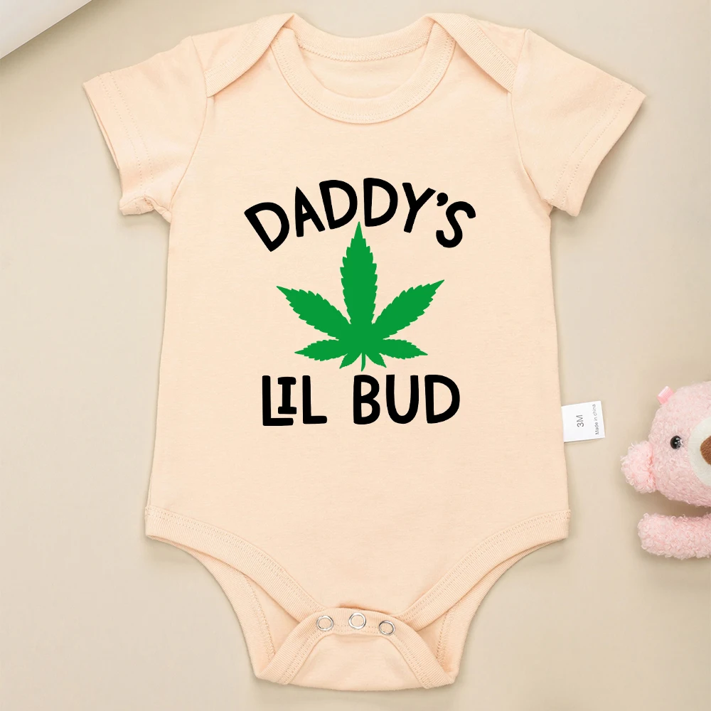 Daddy\'s Lil Bud Newborn Boy Onesie estetyczne Cute Baby Girl ubranka moda lato dom dorywczo stroje dla niemowląt wysokiej jakości tanie