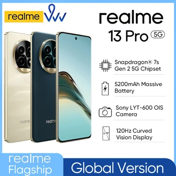 النسخة العالمية realme 13 Pro 5G الهاتف الذكي Sony LYT-600 OIS كاميرا Snapdragon 7s Gen 2 120 هرتز عرض بطارية 5200 مللي أمبير AI التصوير