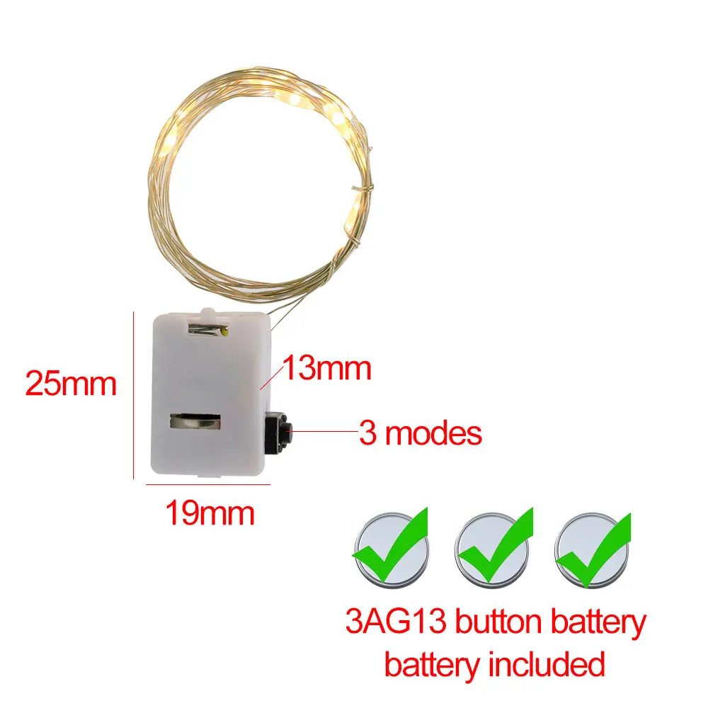 Led String Lights 1m 2m 3Modes Fairy Garlands Lights Outdoor Waterproof Christmas Lights Garden Wedding Holiday party Decoration