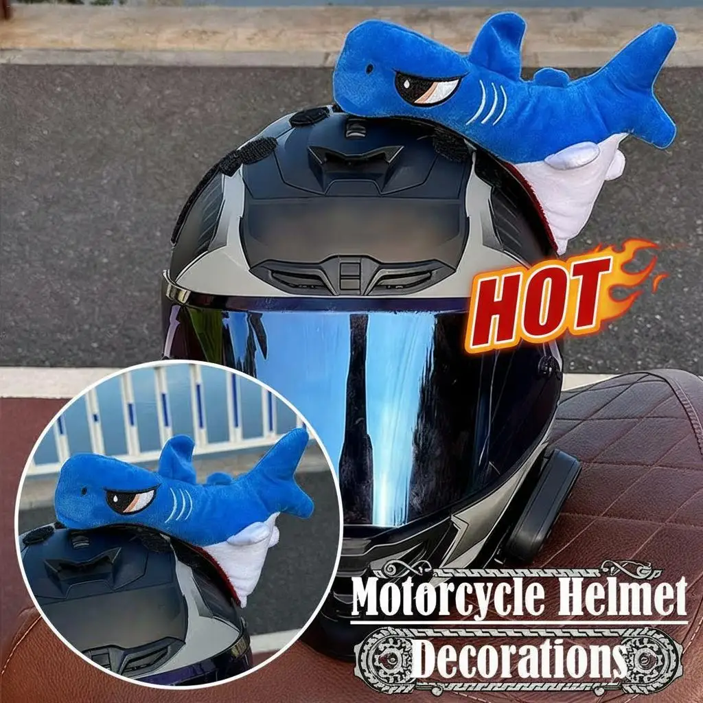 

1 Pair Christmas Antlers Motorcycle Helmets Plush SharkChristmas Decorations Motorcycle Hat Accessories