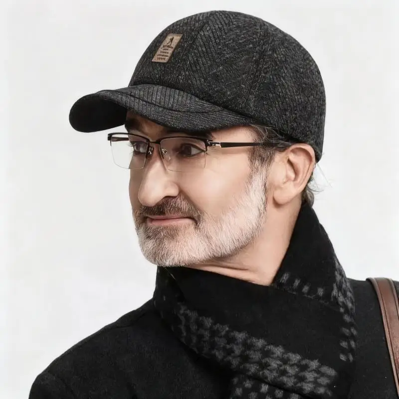 

Wool Felt Baseball Cap Winter Ear Cover Baseball Caps Men Thicken Warm Hats With Earflaps Sport Golf Hats Warm Earmuffs Hat
