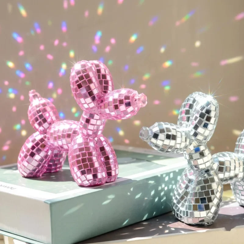 Balloon Dog Disco Dachshund Mosaic Mirror Sequin Figurine Cute Table Decor Party Centerpiece For Kids Desk Gift For Christmas