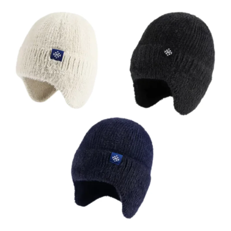 Japanese Style Hat Winter Women's Ear Woolen Hat Big Head Circumference Showing Face Thickened Warm Versatile Knitted Hat
