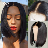 UNice Hair Straight Bob Wigs 4x4 13X4 Lace Front Wig Human Hair Wig Short Human Hair Wigs 8-14Inch 150% Density