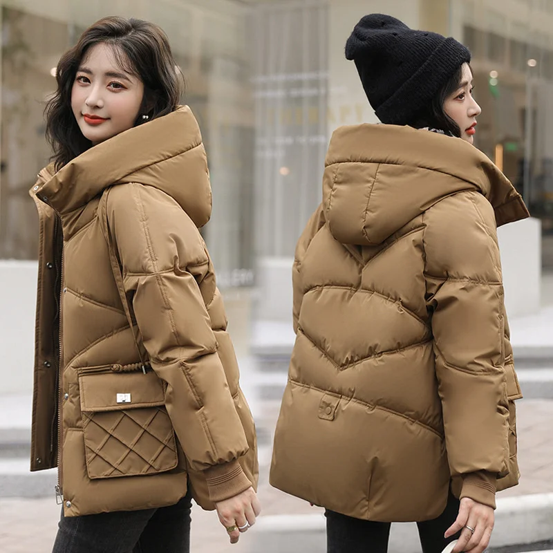 

2023 Winter Women Jacket Coats Short Parkas Female Down Cotton Hooded Overcoat Thick Warm Jackets Windproof Casual Student Coat