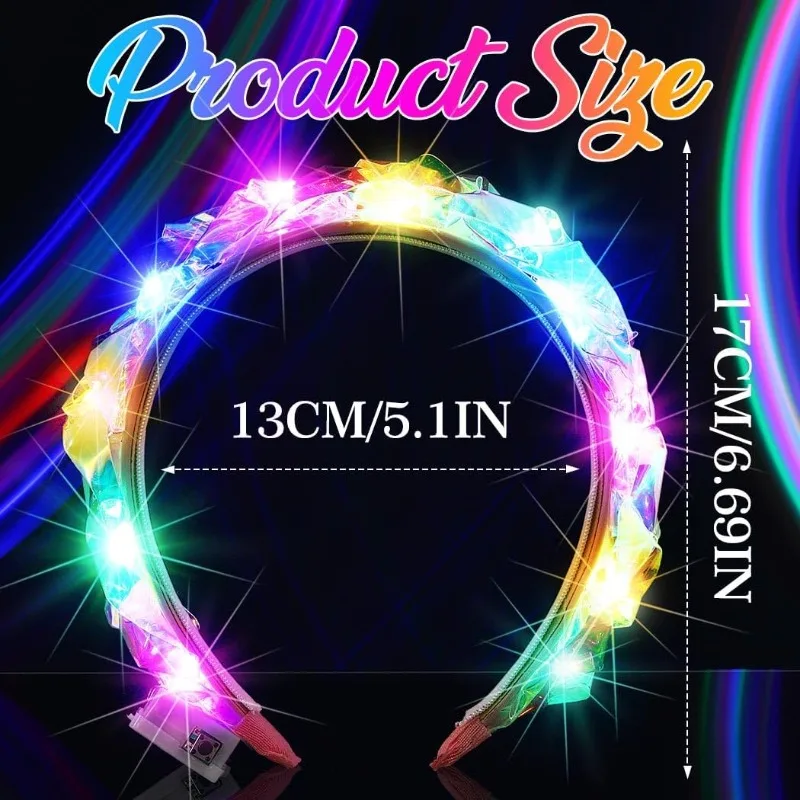 Повязка на голову Fashey Light Up, светодиодная светящаяся повязка для волос - мигающий красочный светильник для волос для девочек - товары для рождественской вечеринки, дня рождения