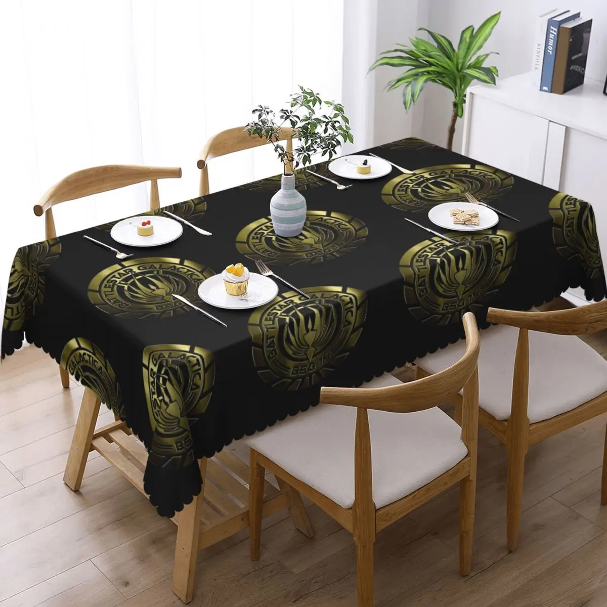 Battlestar Galactica Crest (Metal) Custom Rectangular Tablecloth Oilproof Table Cover for Dining Events Table Cloth