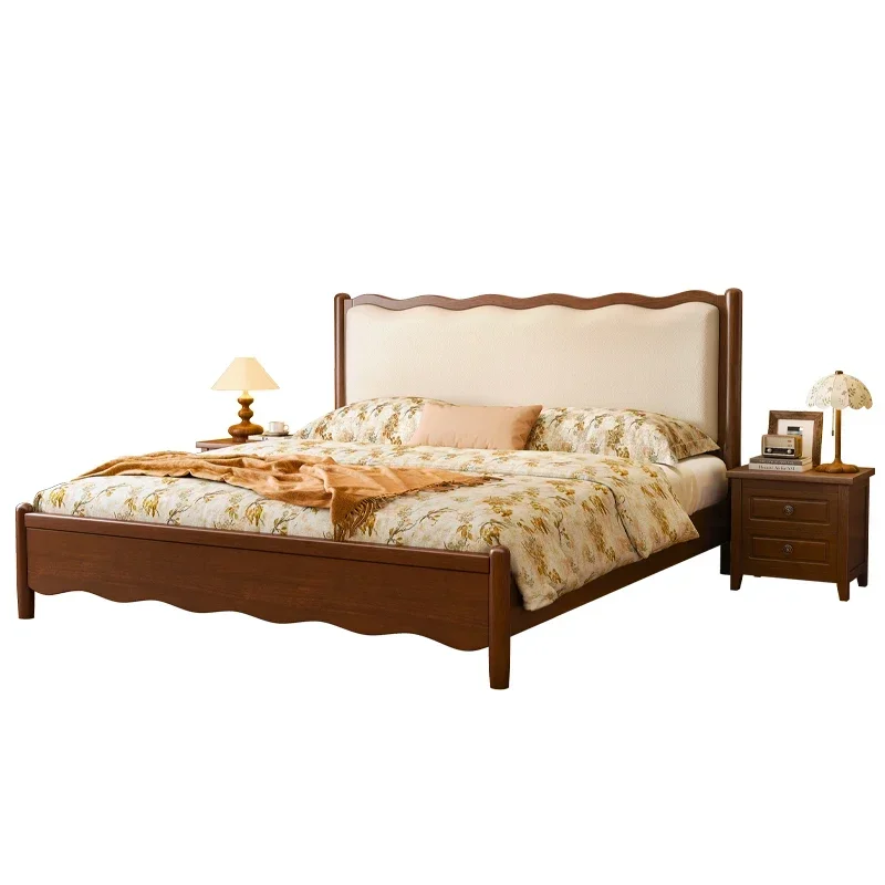 American Style Vintage 180x200cm Bed Small Family Organizer French European Double Bed Storage Christmas Lit Theater Furniture