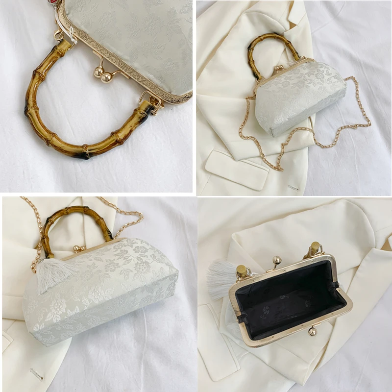 Women Evening Clutch Exquisite Luxury Designer Wooden handle Party Clutch Bag Female Shoulder Bag Purses Handbag Wedding Banquet