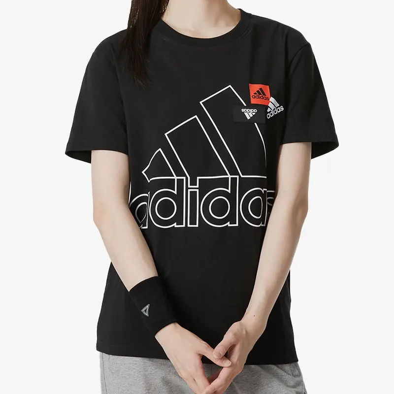 

Оригинальная летняя новая женская спортивная футболка Adidas с принтом и круглым вырезом HM5286