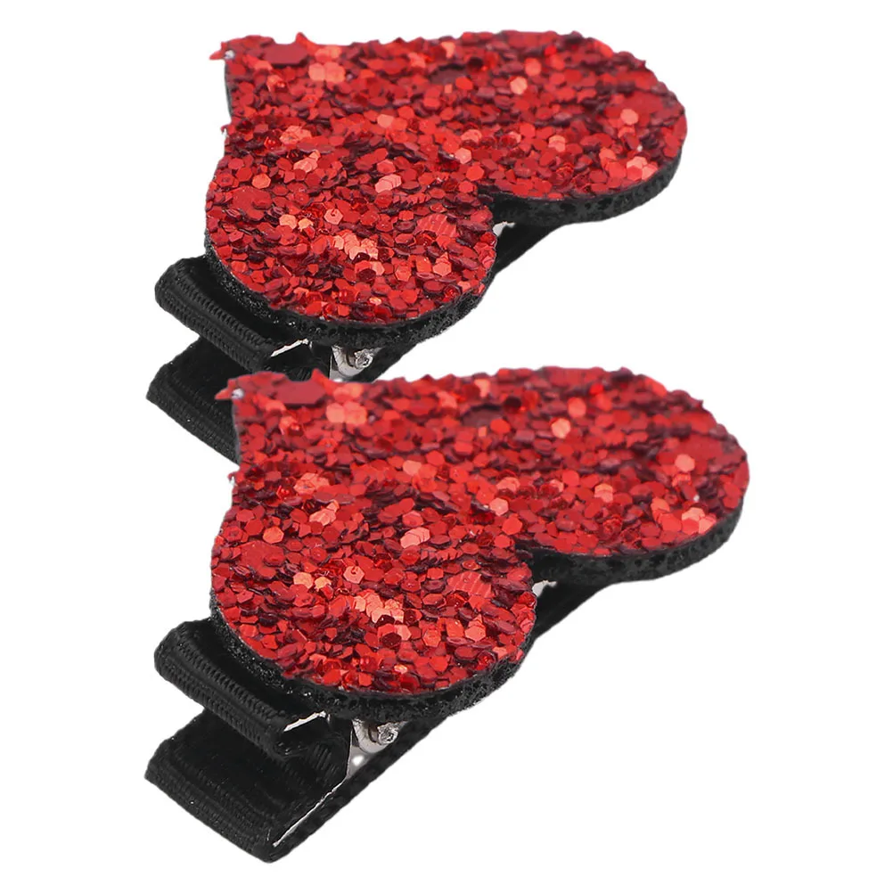 

2pcs Flash Glitter Hair Clips Heart Shaped Sequin Alligator Clip For Girls Women Kids Sparkly Hairpins Styling Accessories