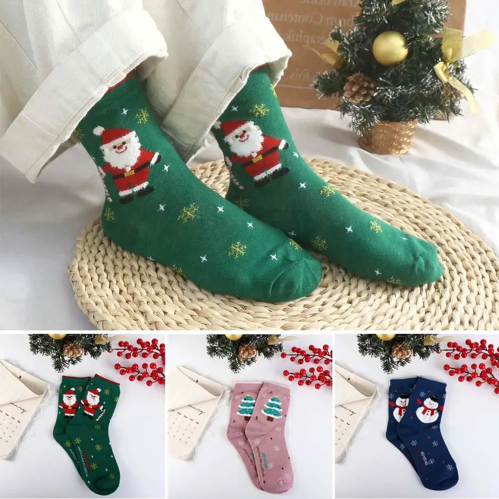 Breathable Cotton Christmas Socks Santa Claus Gingerbread Man Cartoon Hosiery Snowman Cloth Accessories Mid-Tube Socks Cosplay