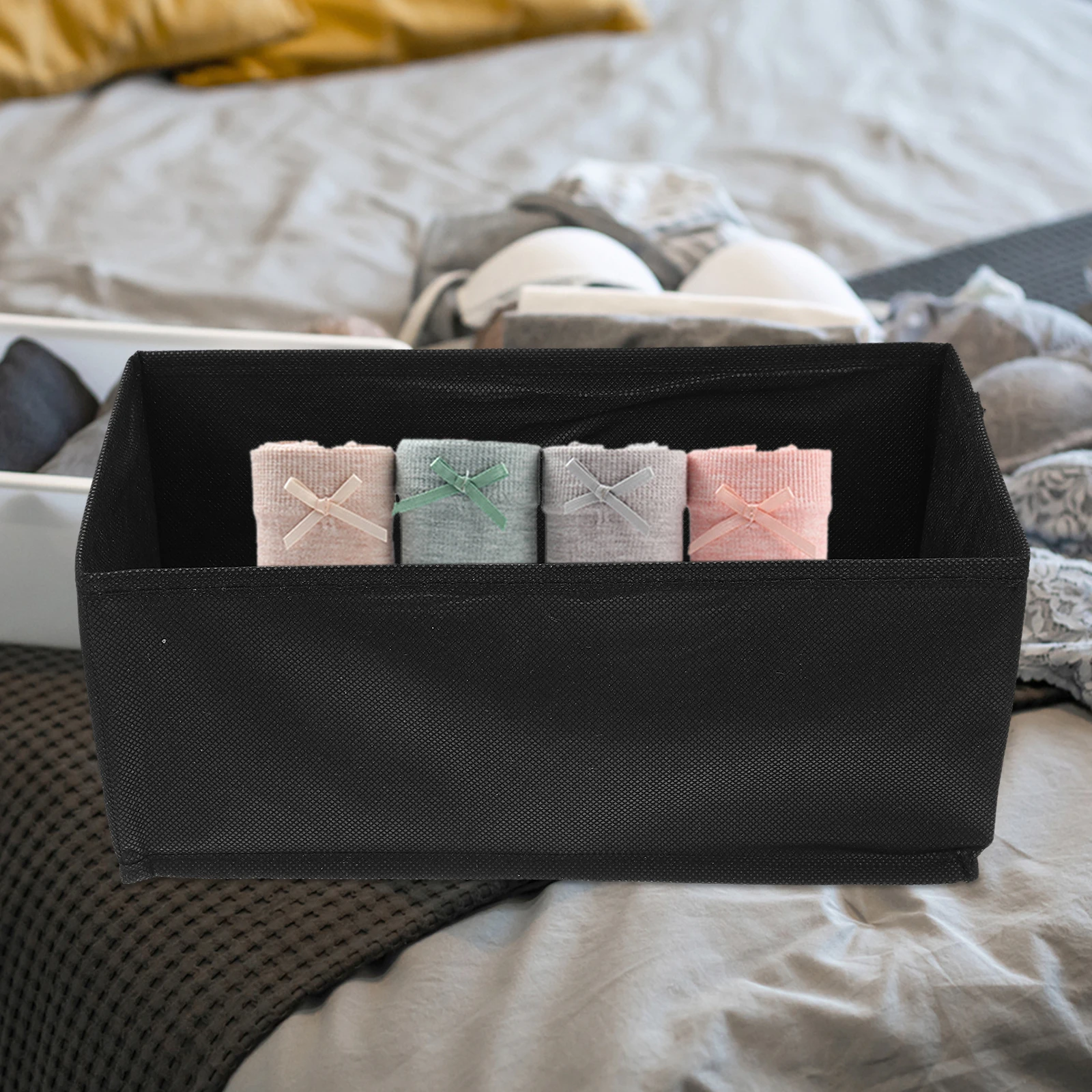 

6Pcs Underwear Socks Storage Boxes Foldable Non-Woven Fabric Organizer for Drawer Clothes Closet Containers Bra Storage Baskets