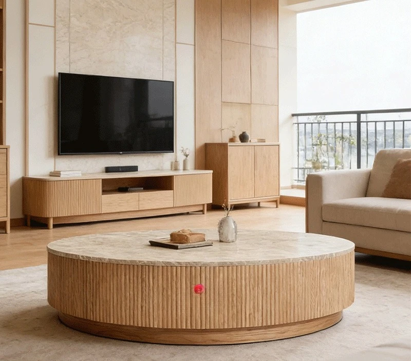 

Modern simple living room household round coffee table French retro coffee table