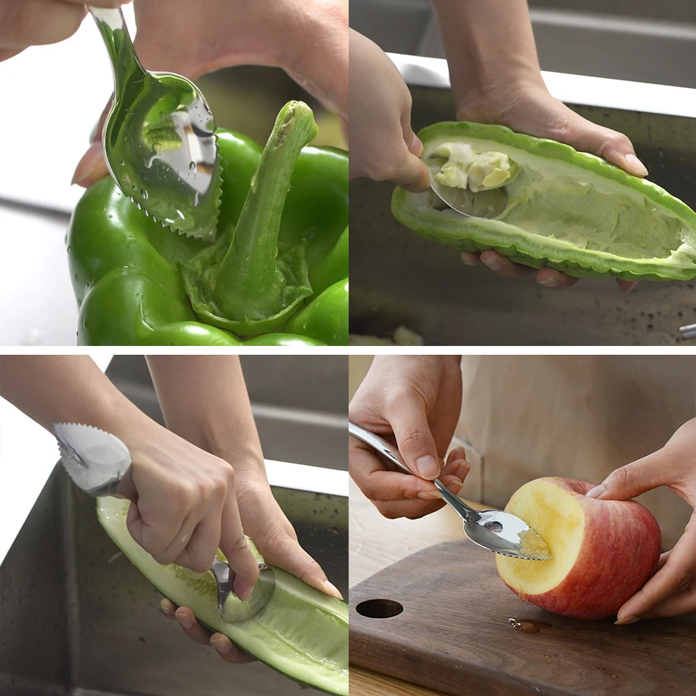 

5 Pcs Stainless Steel Slurry Digging Spoon Kitchen Tools Fruit Scoop Multifunctional Dual Heads