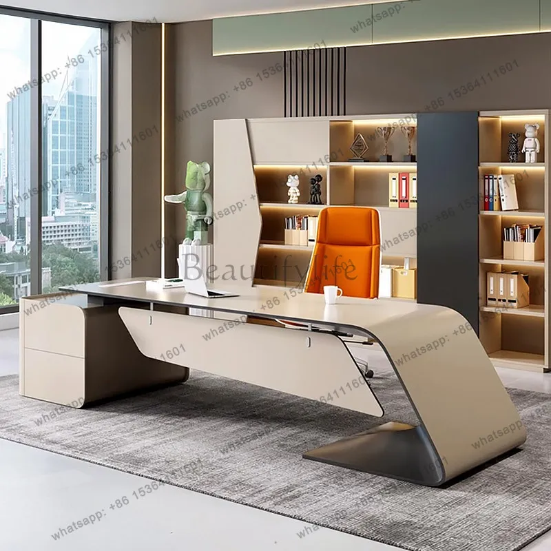 FG Minimalist Aesthetic Office Desk Reception Mid Century Office Desk Wooden Modern Conference Craft Tavolino Postmodern Furnitu