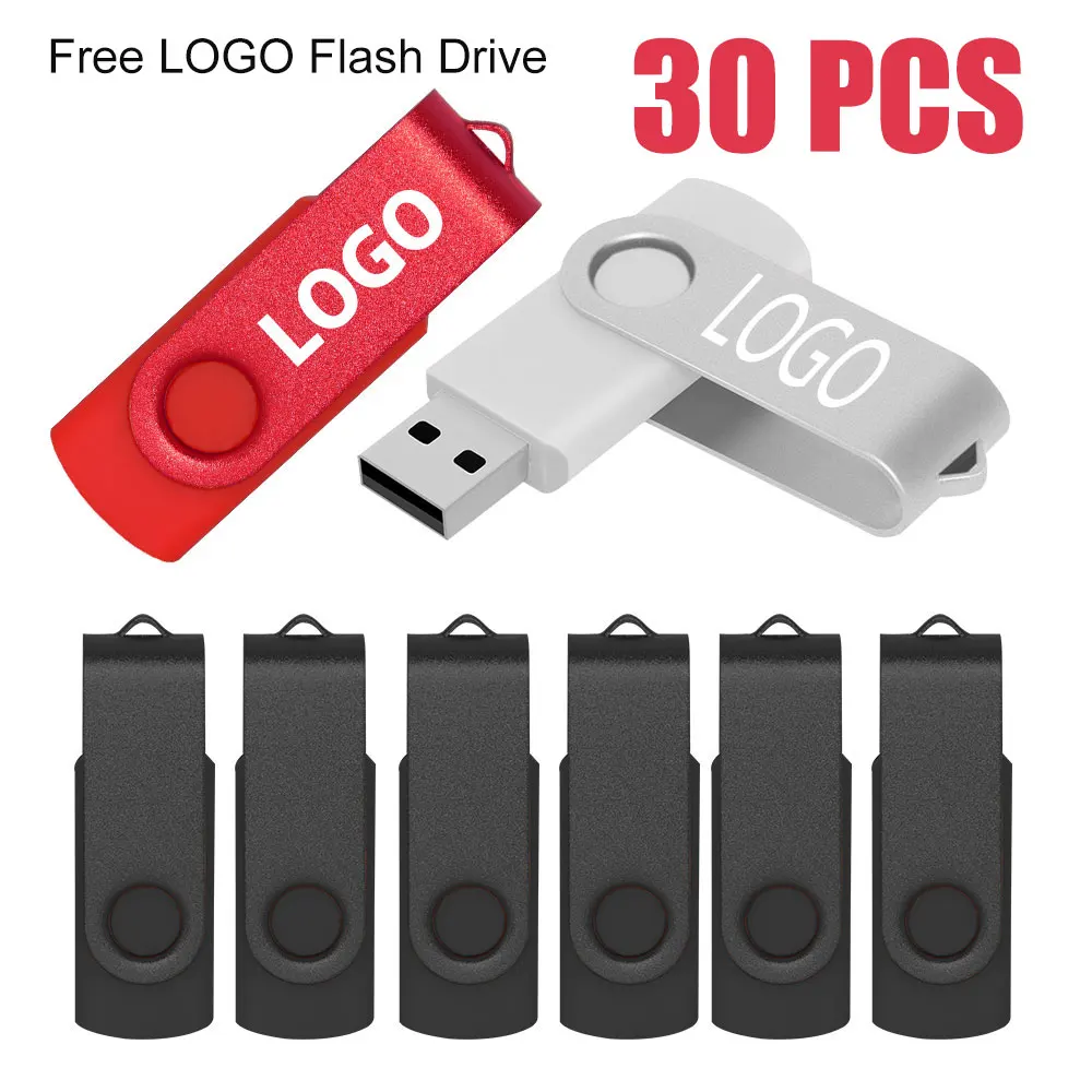 30Pcs/lot metal USB Flash Drive 128GB 64GB 32GB high speed 16GB 8GB 4GB memory Flash Stick pen drive 128mb 512mb PenDrive 2.0