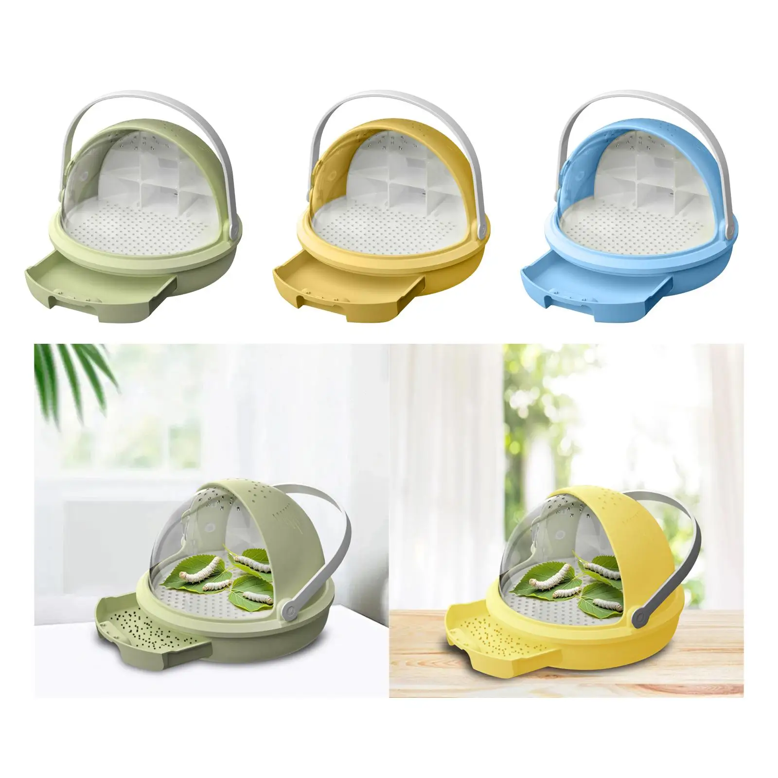 

Коробка для разведения шелкопрядов, контейнер для кормления рептилий с ручкой, прозрачный контейнер для выращивания шелкопрядов, контейнер для разведения мелких животных