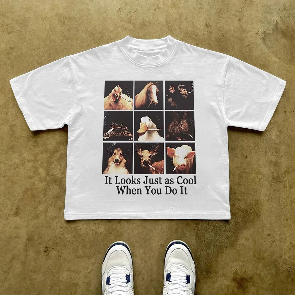 It Looks Just As Cool When You Do It Cropped T-shirtUnisex Short-sleeved Hip Hop Retro Street Y2K Casual Fashion Tops Clothing