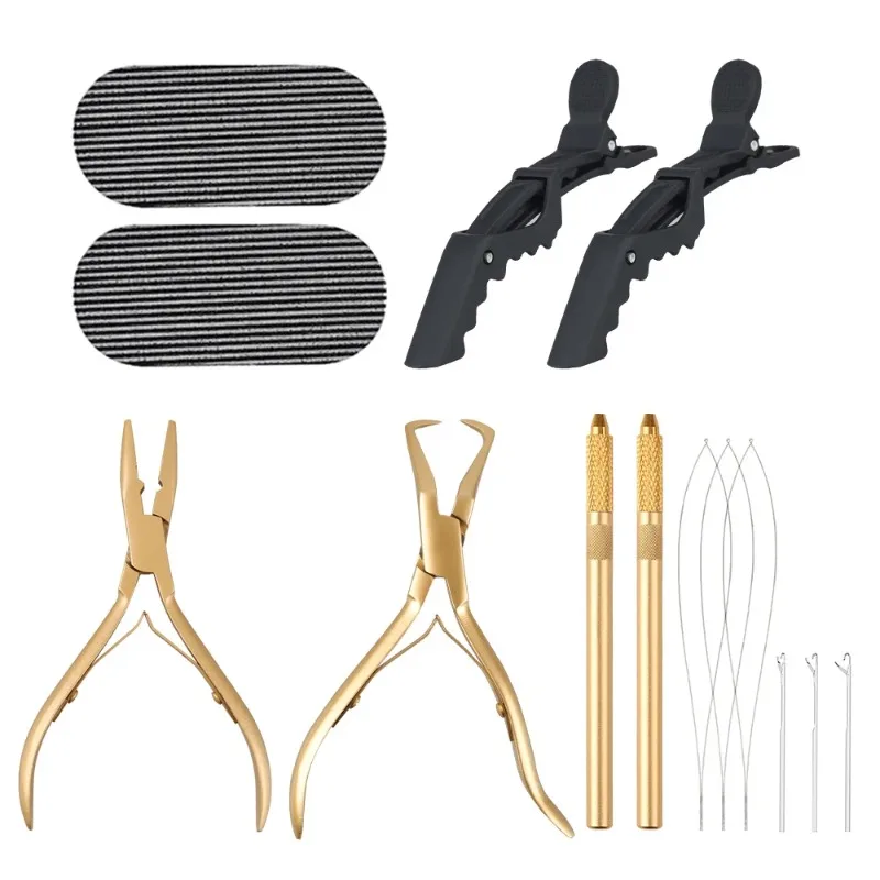 

Hair Extension Pliers Kit – Microlink Opener & Closer, Beads Tools, Pulling Needle, Sectioning Clips & Weft Extension Tools