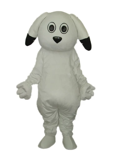 

New Adult Character Black Ears White Dog Mascot Costume Halloween Christmas Dress Full Body Props Outfit Mascot Costume