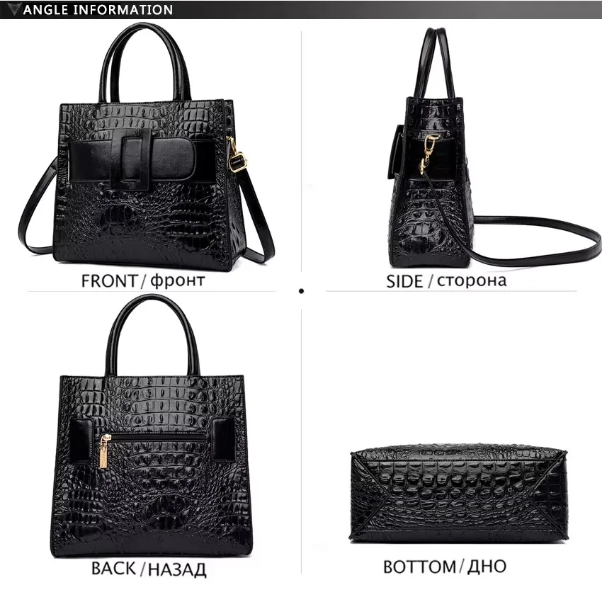 Skórzana torebka ze wzorem krokodyla Luksusowa projektantka damska torba na ramię typu crossbody Wysokiej jakości retro nowe luksusowe torebki z paskiem — zdjęcie 5