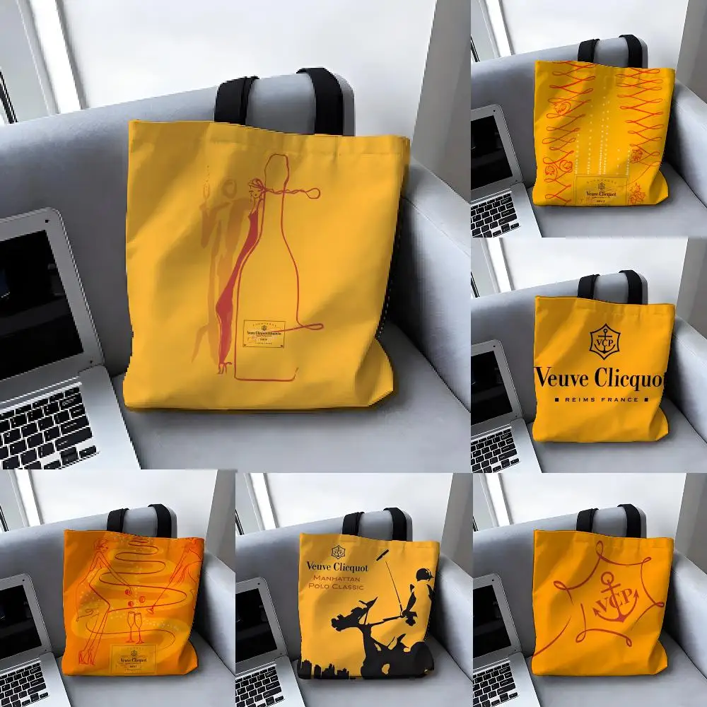 Bolsos de lujo V-Veuve C-clicquot para guardar cojines, bolso de hombro de lona versátil de gran capacidad, bolso de mano informal y versátil para mujer