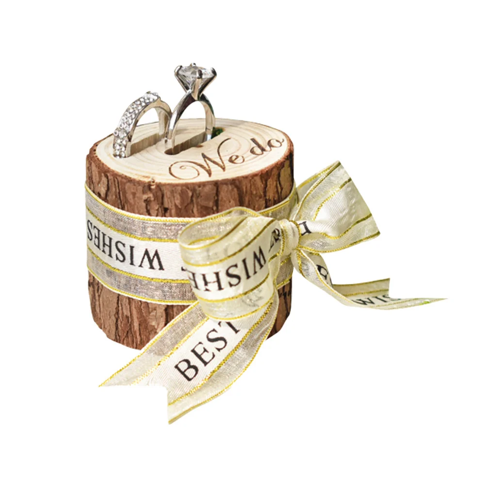 صندوق خاتم خشبي على شكل حرف ريفي منحوت على الطراز العتيق حامل خاتم خفيف الوزن لتخزين حفلات الزفاف والخطوبة