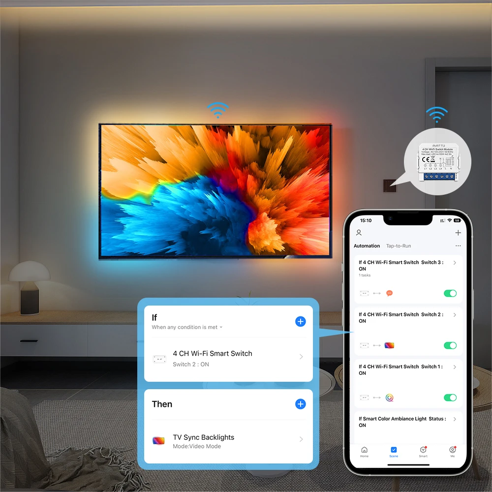 AVATTO WiFi Smart Light Switch Module，1/2/3/4 Gang DIY Breaker Neutral Wire Control Works With Tuya Alexa, Google Home